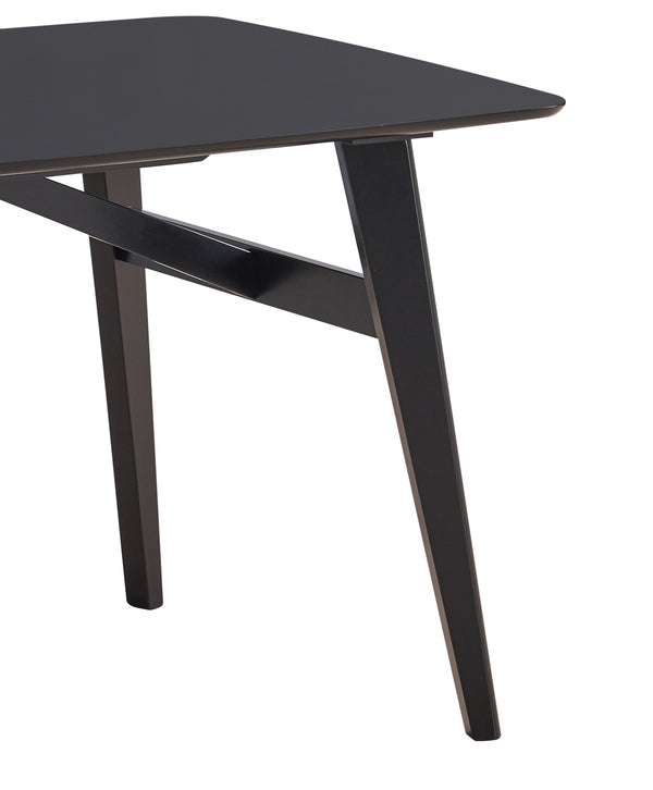 English Elm Eliora Black Finish Dining Table — Sleek Rubberwood & MDF Veneer Design, Fixed Top, 100lb Capacity B2726P315590