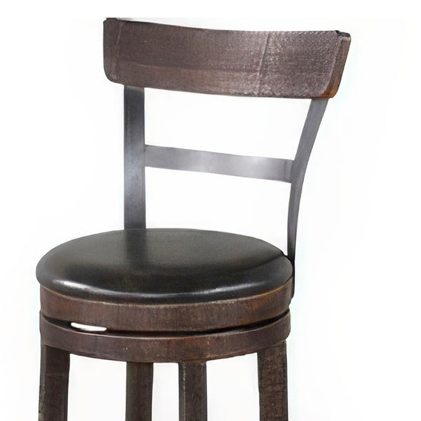English Elm Flint Swivel Counter Stools Mahogany Wood Frame Faux Leather Set for Kitchen Bar B056P416925