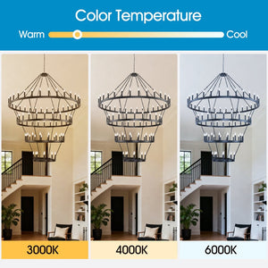 English Elm 69.3 Inch Four Tier Wagon Wheel Chandelier Matte Black Metal 80 Light Farmhouse Foyer W5008P392692