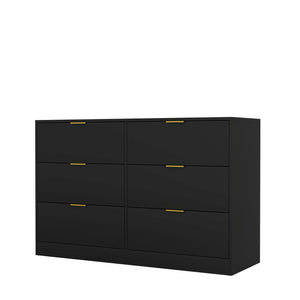 English Elm Simply Modern 6-Drawer Dresser with Spacious Drawers, Durable Engineered Wood, Sleek Minimalist Design Black W409P307554