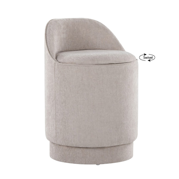 English Elm 18" Tufted Velvet Vanity Stool with 360 Swivel Base and Hidden Storage Compartment Grey B202P471495