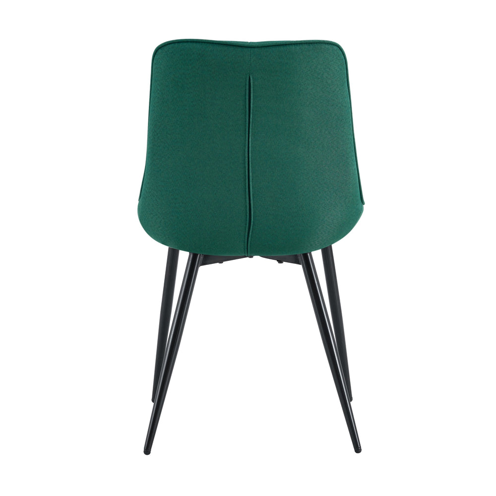 English Elm Modern Grey Fabric Dining Chair with Grid Stitching, Padded Comfort and Black Metal Frame, Set of 2 Dark Green W370P207351