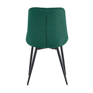 English Elm Modern Grey Fabric Dining Chair with Grid Stitching, Padded Comfort and Black Metal Frame, Set of 2 Dark Green W370P207351