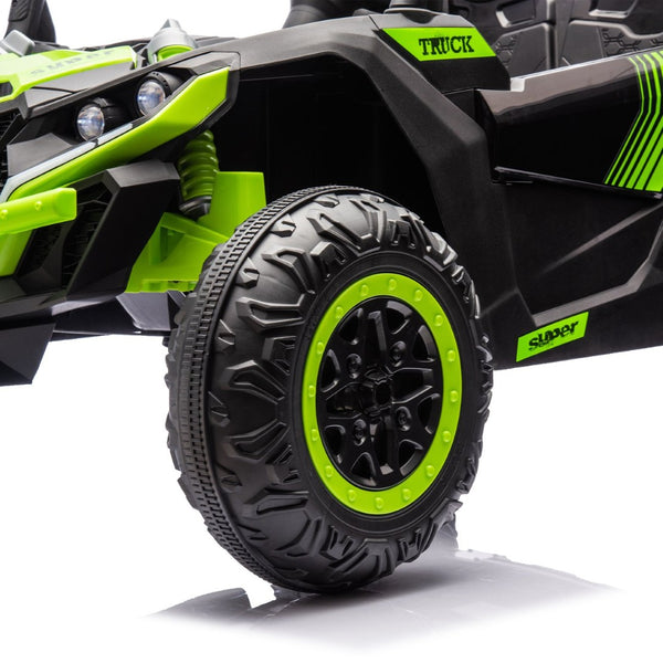 English Elm 24v Two Seat Kids Electric Utv with Parental Remote Suspension Off Road Ride On Green W1578P184798