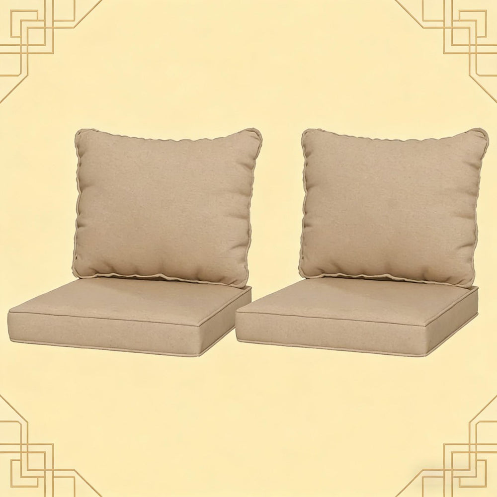 English Elm Seat and Back Cushion Set for Patio Chairs Yarn Dyed Fabric Uv Resistant Beige T3971P443257