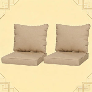 English Elm Seat and Back Cushion Set for Patio Chairs Yarn Dyed Fabric Uv Resistant Beige T3971P443257