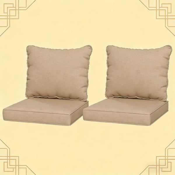English Elm Seat and Back Cushion Set for Patio Chairs Yarn Dyed Fabric Uv Resistant Beige T3971P443257