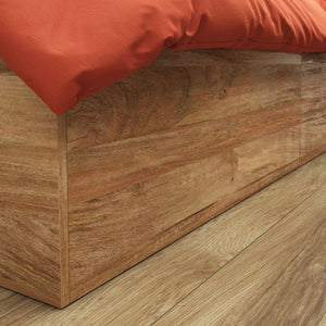 English Elm Mate's Brown Finish Platform Bed with Smooth-Glide Storage Drawers, Mango Tone, Space-Saving Durable Design B356P367835