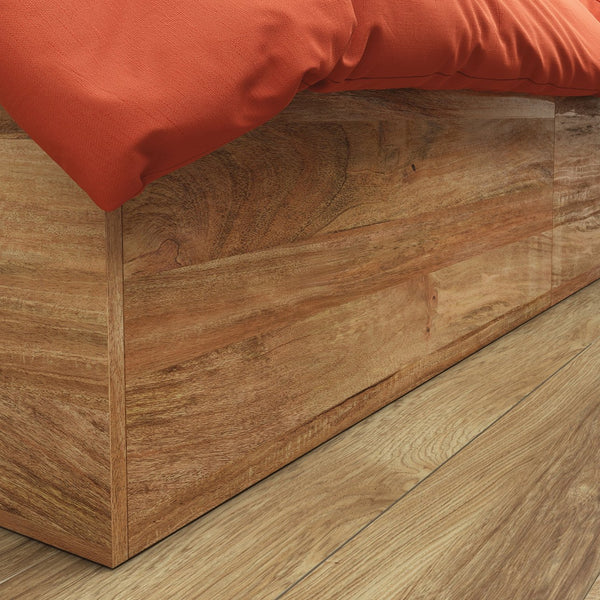 English Elm Mate's Brown Finish Platform Bed with Smooth-Glide Storage Drawers, Mango Tone, Space-Saving Durable Design B356P367835