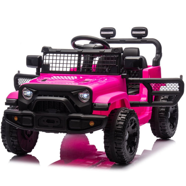 English Elm 24v Kids Ride on Car with Parental Remote Four Wheel Suspension Led Lights Bluetooth Pink W1578P235081