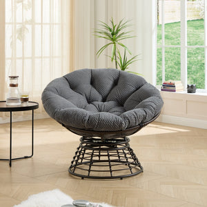English Elm Comfortable Papasan Swivel Chair Pe Rattan Bowl Seat with Plush Corduroy Cushion W640P443552