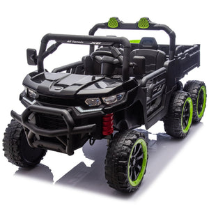 English Elm 24v Two Seat Kids Electric Dump Truck Six Wheel 4wd Utv with Parental Remote Black W1578P268991