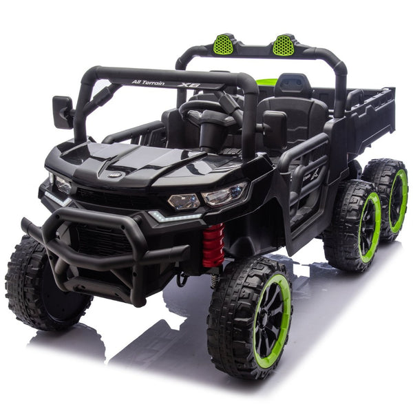 English Elm 24v Two Seat Kids Electric Dump Truck Six Wheel 4wd Utv with Parental Remote Black W1578P268991