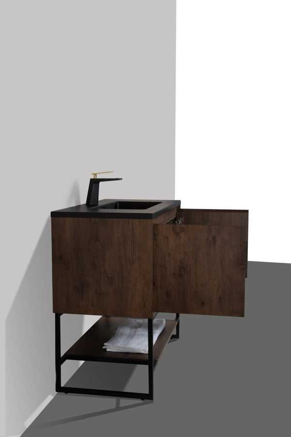 English Elm 30" Quartz Sand Composite Drop-in Vanity Sink with Deep Basin in Matte Black W1920P254021