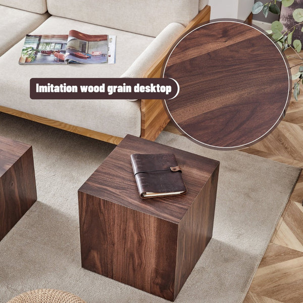 English Elm 16*16*16 Inch Walnut Grain Mdf Cube Side Table Ready to Use Living Room Accent W1151P231617
