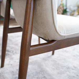 English Elm Ashcroft Furniture - Monza Beige Velvet Dining Chair Set of 2 - Mid-Century Armless Padded Seats with Solid Wood Legs, Durable Comfort for Home & Commercial Use B183P232106