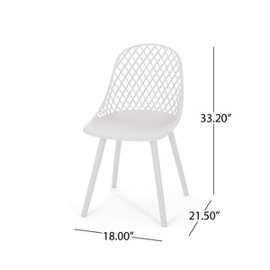 English Elm Christopher Knight Home® - LILY Outdoor Dining Chair with Weather-Resistant Polypropylene, Diamond Mesh Design for Durability White 27.5 L x 21.2 W x 20.3 H 69070.00WHI