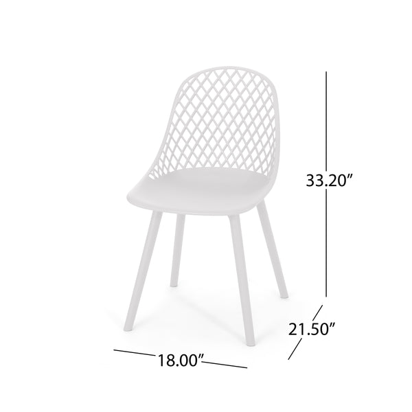 English Elm Christopher Knight Home® - LILY Outdoor Dining Chair with Weather-Resistant Polypropylene, Diamond Mesh Design for Durability White 27.5 L x 21.2 W x 20.3 H 69070.00WHI
