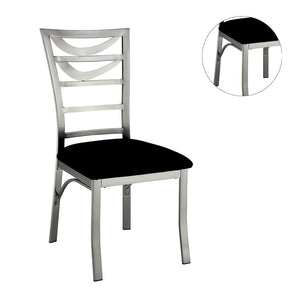 English Elm Contemporary Oval Back Dining Chairs Set of 2 with Padded Microfiber Seats, Powder-Coated Metal Frame, Sleek Design Black,Silver 42 L x 21 W x 10 H B011P232977