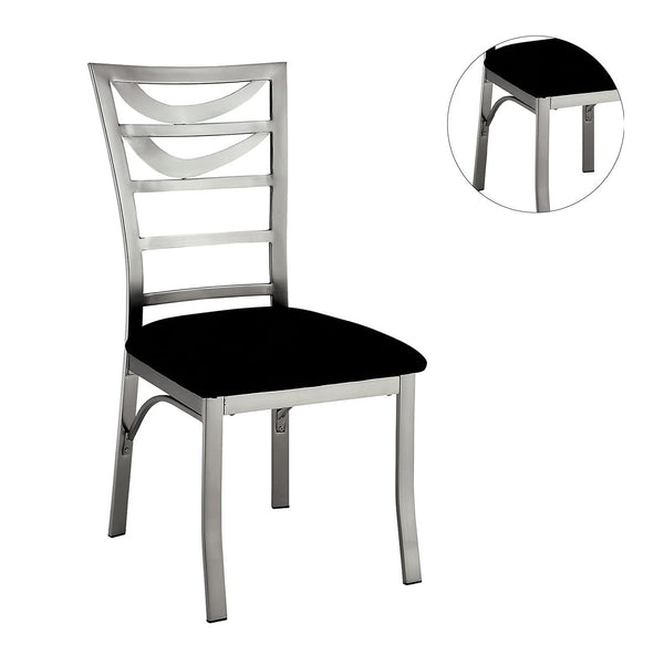 English Elm Contemporary Oval Back Dining Chairs Set of 2 with Padded Microfiber Seats, Powder-Coated Metal Frame, Sleek Design Black,Silver 42 L x 21 W x 10 H B011P232977