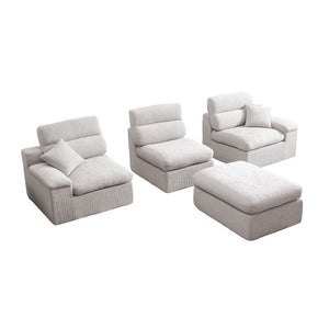 English Elm Corner Chenille Sectional Sleeper Sofa with High Back Support for Apartment Living Light Gray W5532S00035