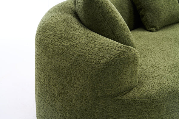 English Elm Curved Boneless Sofa modular 110" sectional with high-density foam & spring core, kid‑friendly curves, no assembly required for easy moving and cozy lounging Green W2231S00006