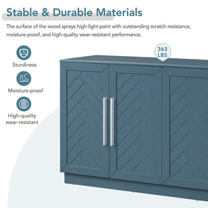 English Elm TREXM Elegant Sideboard Buffet Cabinet with Adjustable Shelves, Spacious Storage, Silver Handles, 60" Antique Blue N715P192557M