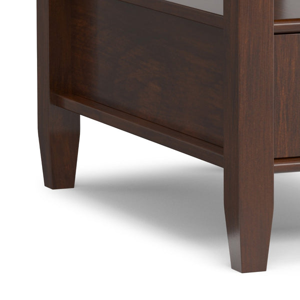 English Elm Warm Shaker Solid Wood Narrow End Table with Drawer and Open Shelf for Small Spaces B136P481648