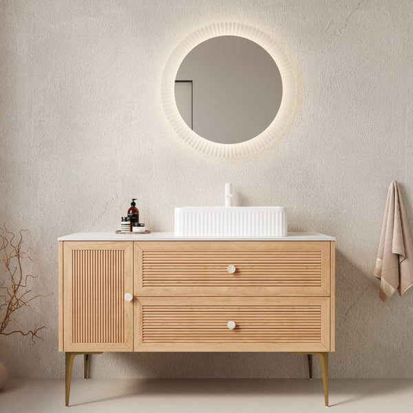 English Elm Dipa 48 Inch Floating Bathroom Vanity Walnut Cabinet Sintered Stone Top Led Sensor W2615S00209