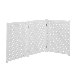 English Elm 3-panel Outdoor Wood Slatted Privacy Screen Enclosure for Patio Equipment Areas White W2640P389245