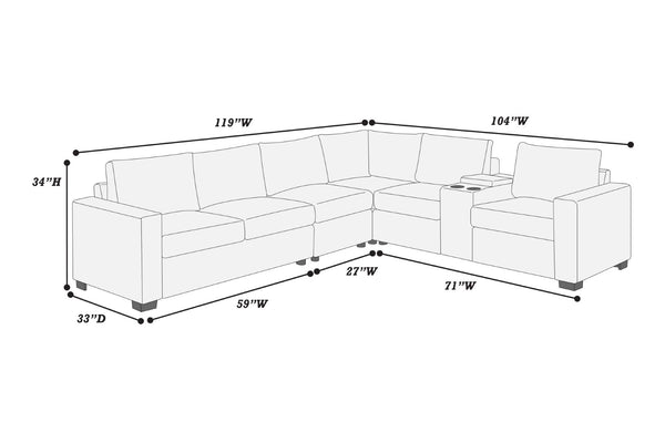 English Elm Modern Corduroy L-shaped Sectional with Usb Charging Console Cup Holders Living Room Black B011S02208
