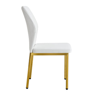 English Elm Luxury Modern Linen-Cotton Dining Chair Set of 4 with Integrated Metal Legs, Breathable Comfort and Durable Design White+Gold 24.8 L x 24.41 W x 20.47 H W1512P373040