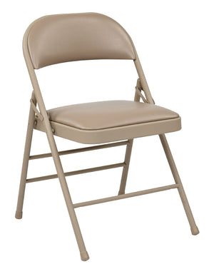 OSP Home Furnishings Folding Metal Chair with Padded Vinyl Seat for Events Home Gatherings and Easy Storage FF-23124V