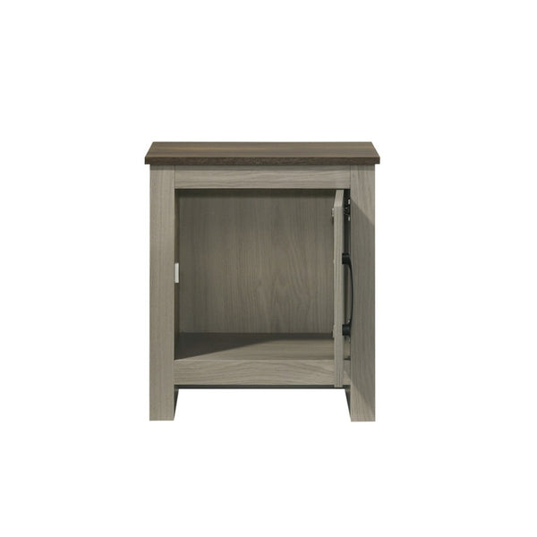 English Elm 16"w Two-tone Gray Oak End Table with Cabinet Door for Living Room or Bedroom B016P416056