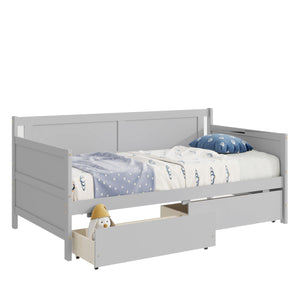 English Elm Twin Pine Wood Daybed with Two Hidden Storage Drawers, Space-Saving Twin Sofa Bed with Clean Silhouette Grey W504P149044