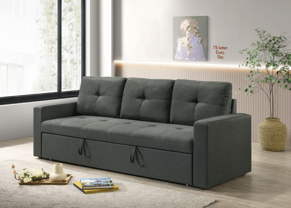 English Elm Bergamo Tufted Sleeper Sofa Pull Out Convertible Gray Fabric Guest Living Room B2749P413196