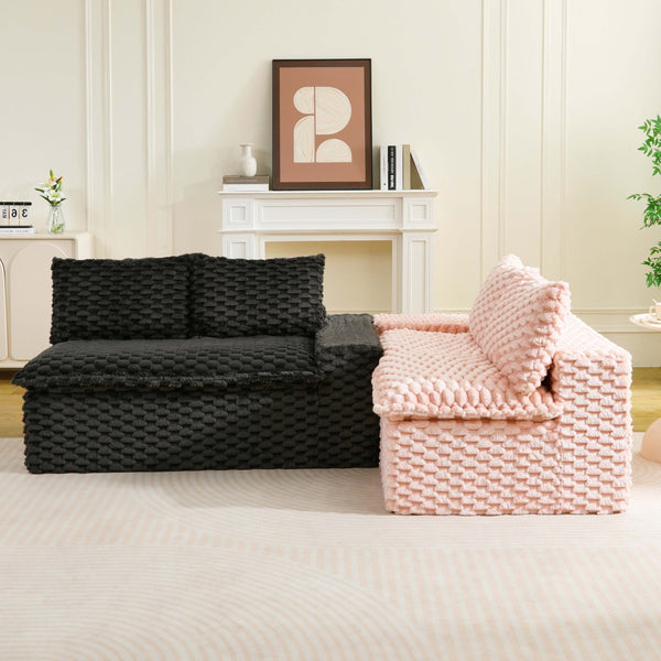 English Elm Luxury Color-Block Turtle Velvet Sofa - Modular Design For Stylish Living Room Comfort & Flexibility P1 W3371S00048-GIGA