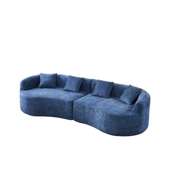 English Elm 111" L Shaped Cloud Sofa Plush Chenille Upholstered High Density Foam Apartment Living Room Blue W1669S00055