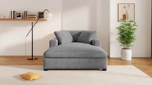 English Elm Mirod Oversized Chaise Lounge with Birch Legs Pillow Back Polyester Upholstered Seating Gray N760P196662E