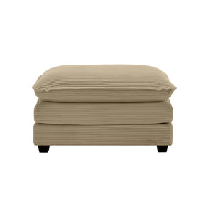 English Elm Ottoman Corduroy Footstool with Plush Memory Foam Cushioning, Retro Chic Accent for Living Rooms Tan W714P185483