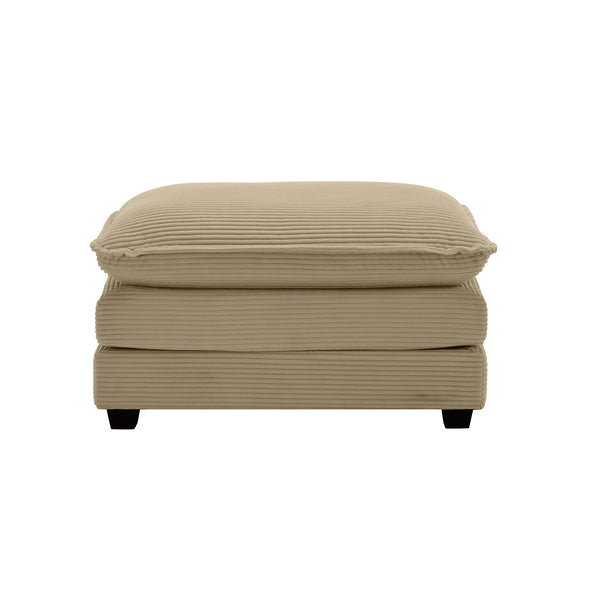 English Elm Ottoman Corduroy Footstool with Plush Memory Foam Cushioning, Retro Chic Accent for Living Rooms Tan W714P185483