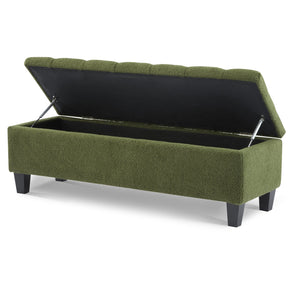 English Elm Christopher Knight Home® - Ottoman tufted storage bench with boucle cushion, diamond stitch elegance, soft-close lid, sturdy legs Green N779P294331G