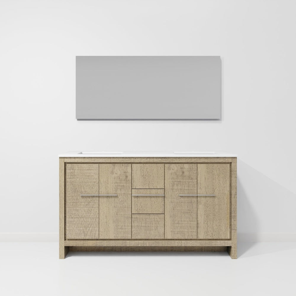 English Elm Rustic Acacia Double Bath Vanity With Cultured Marble Top & Mirror – Stylish Storage Solution! B2731S01496-GIGA