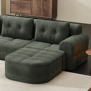 English Elm Modular Sectional Sofa with Chaise Full Foam Build Woven Fabric for Living Room Blackish Green W2379S00006