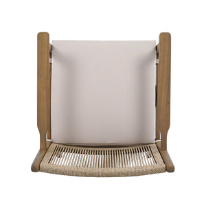 English Elm Christopher Knight Home® - Outdoor Acacia Wood Dining Chairs Set of 2 with Woven Rope Back, Waterproof Cushions, 400lb Capacity Light Brown N779P224995B