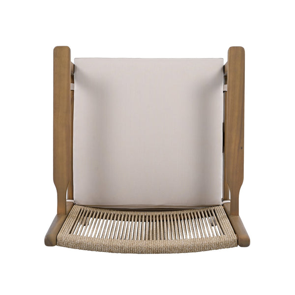 English Elm Christopher Knight Home® - Outdoor Acacia Wood Dining Chairs Set of 2 with Woven Rope Back, Waterproof Cushions, 400lb Capacity Light Brown N779P224995B