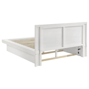 English Elm Piero Wire-brushed Oak Veneer Queen Bedroom Set with Louvered Panels Coastal Style B062S00737