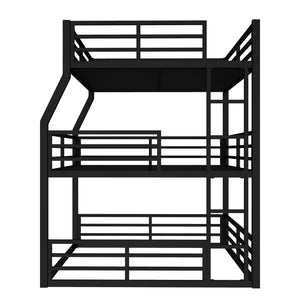 English Elm Full/Full Xl Over Queen Metal Triple Bunk Bed With Safety Guardrails – Heavy-Duty, Noise-Reducing Design W1580S00175