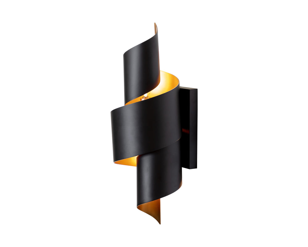 Sunpan Aphelion Sconce: Elegant Modern Design in Black & Gold - Illuminate Your Space with Style!