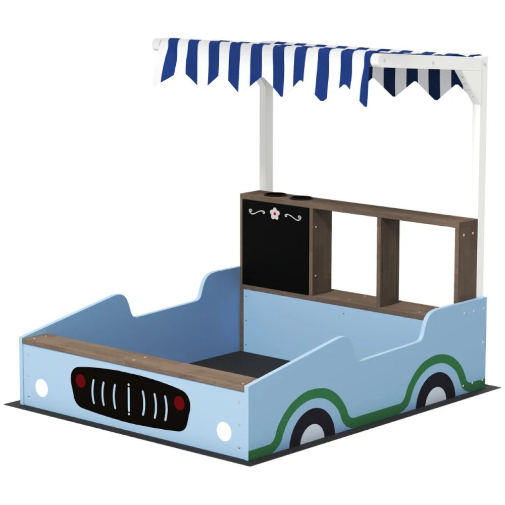 English Elm Children Fir Wood Outdoor Sandbox with Adjustable Canopy and Built-in Toy Storage T3971P438617